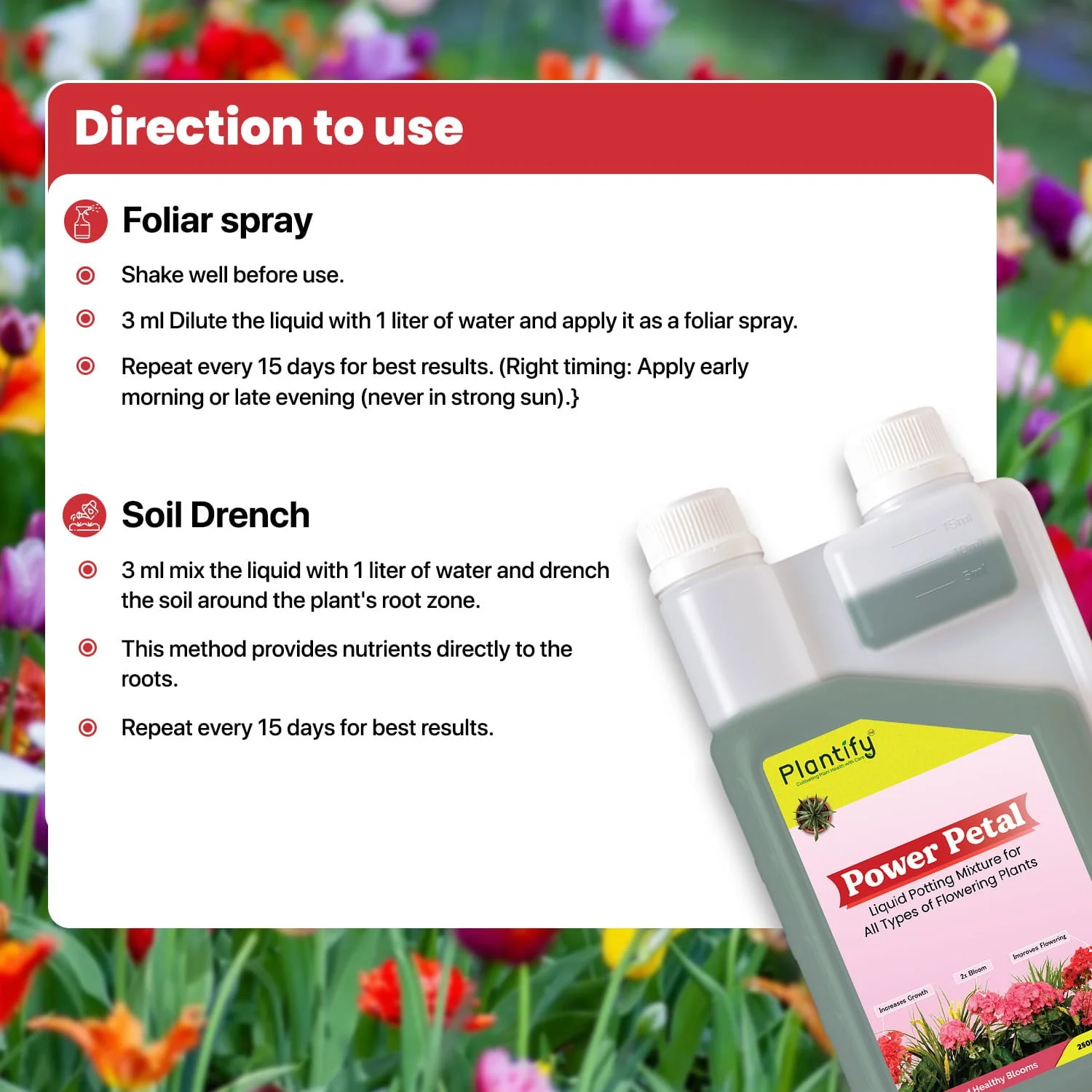 Plantify Power Petal- Organic Liquid Potting Mixture for Flowering Plants - Image 4